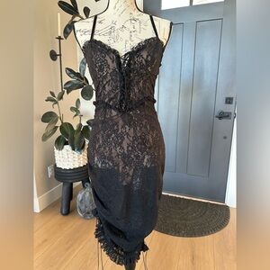 For Love & Lemons Lace sheer dress with built in bodysuit -